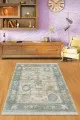 Makinede Yıkanan Kilim Mavi Çerçeveli Dokuma Pamuk Taban Kaymaz Kilim KLM230