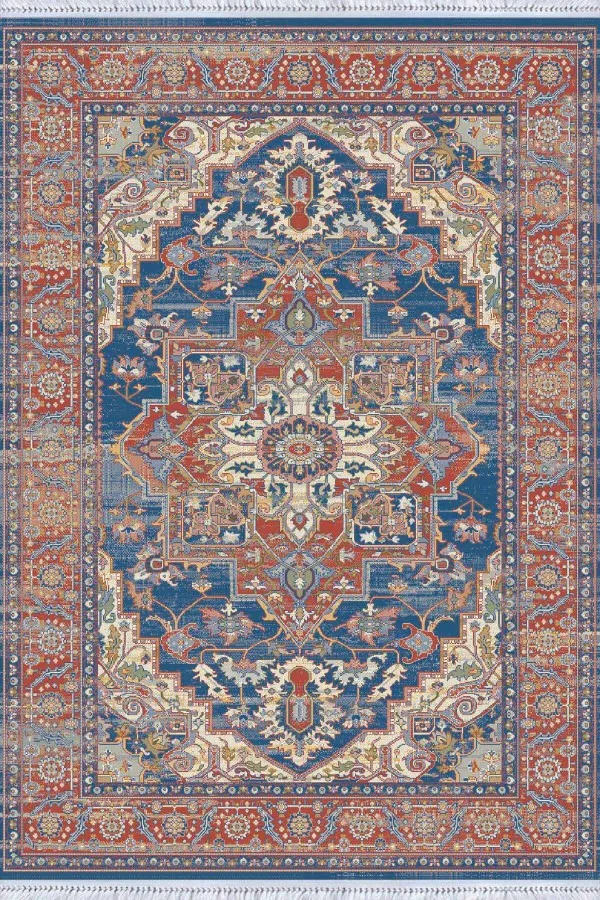 Halı Ve Kilim Renkli Klasik Göbekli Dokuma Pamuk Taban Kaymaz Kilim KLM231