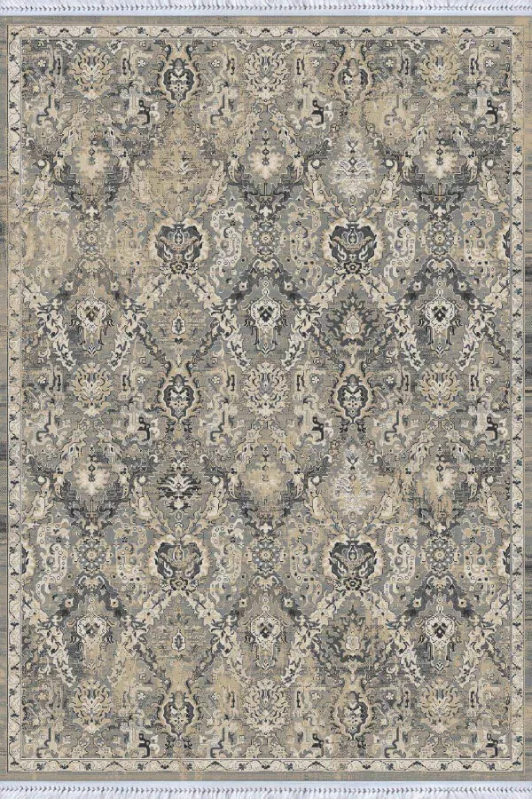 6M2 Kilim Halı Gri Vintage Dokuma Pamuk Tabanlı Kaymaz Kilim KLM232