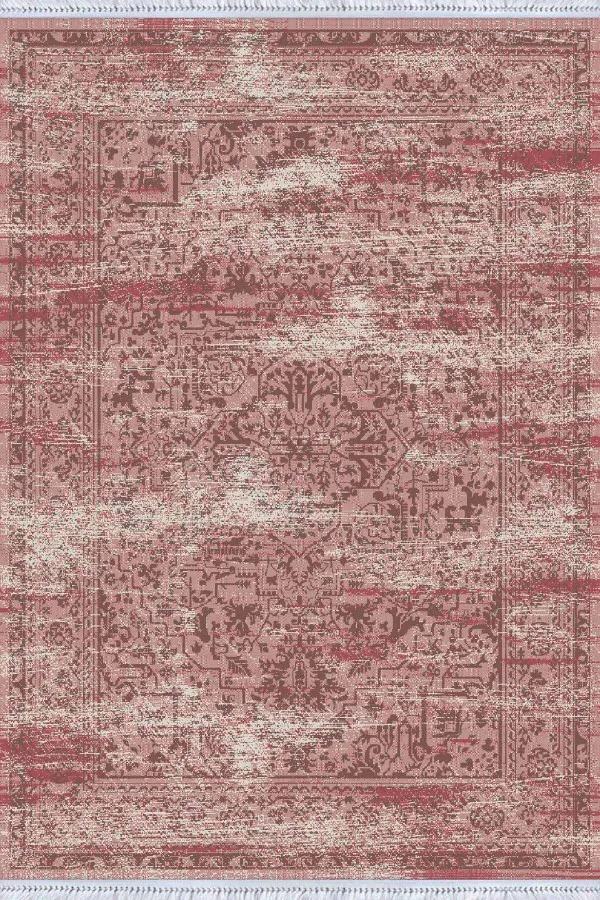 Pembe Vintage Dokuma Pamuk Tabanlı Kaymaz Kilim KLM233