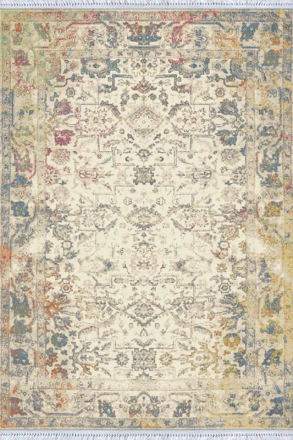 Etnik Halı Kilim Çok Renkli Vintage Dokuma Pamuk Taban Kaymaz Kilim KLM237
