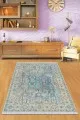 Mavi Vintage Dokuma Pamuk Tabanlı Kaymaz Kilim KLM248