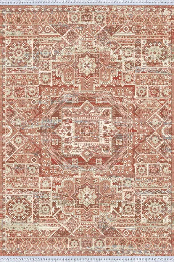 Etnik Kilim Desenli Halı Çok Renkli Vintage Dokuma Pamuk Taban Kaymaz Kilim KLM250