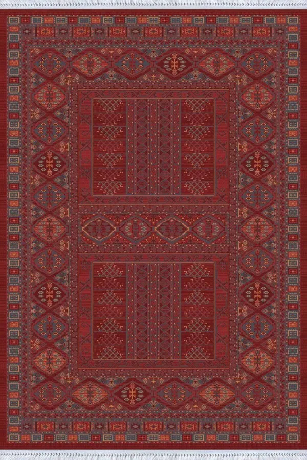 5 Metre Kilim Bordo Yöresel Dokuma Pamuk Tabanlı Kaymaz Kilim KLM261