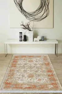 Turuncu Çerçeveli Dokuma Pamuk Taban Kaymaz Kilim KLM264 Turuncu Çerçeveli Dokuma Pamuk Taban Kaymaz Kilim KLM264
