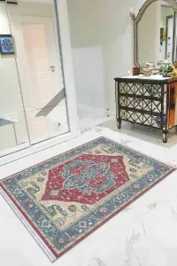 Pembe Klasik Göbekli Dokuma Pamuk Taban Kaymaz Kilim KLM273 Pembe Klasik Göbekli Dokuma Pamuk Taban Kaymaz Kilim KLM273