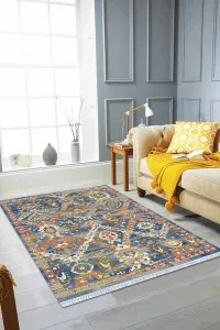 Çok Renkli Vintage Dokuma Pamuk Taban Kaymaz Kilim KLM275 Çok Renkli Vintage Dokuma Pamuk Taban Kaymaz Kilim KLM275