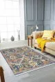 Geometrik Şekillerle Halı Desenleri Çok Renkli Vintage Dokuma Pamuk Taban Kaymaz Kilim KLM275