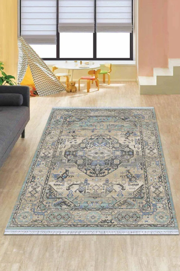 Mutfak Kilim Halı Eflatun Göbekli Dokuma Pamuk Taban Kaymaz Kilim KLM279