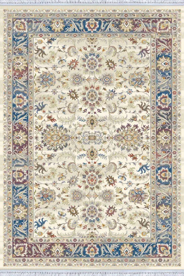 Karabağ Desenli Kilim Çok Renkli Çerçeveli Dokuma Pamuk Taban Kaymaz Kilim KLM280