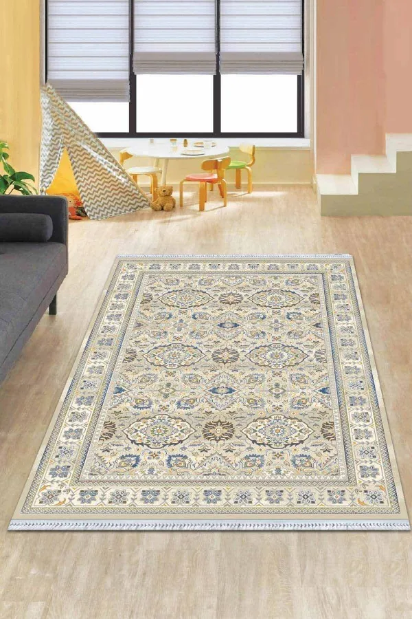 Modern Salon Kilimleri Kemik Çerçeveli Dokuma Pamuk Taban Kaymaz Kilim KLM296
