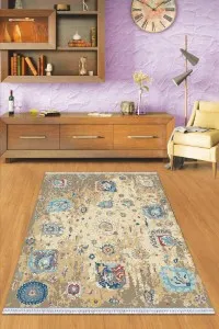 Bej Vintage Dokuma Pamuk Tabanlı Kaymaz Kilim KLM301 Bej Vintage Dokuma Pamuk Tabanlı Kaymaz Kilim KLM301