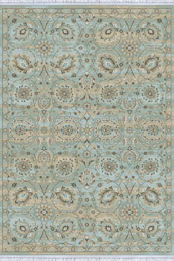Turkuaz Vintage Dokuma Pamuk Taban Kaymaz Kilim KLM303