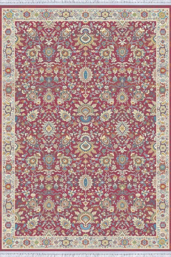 200X300 Kilim Fuşya Çerçeveli Dokuma Pamuk Taban Kaymaz Kilim KLM317