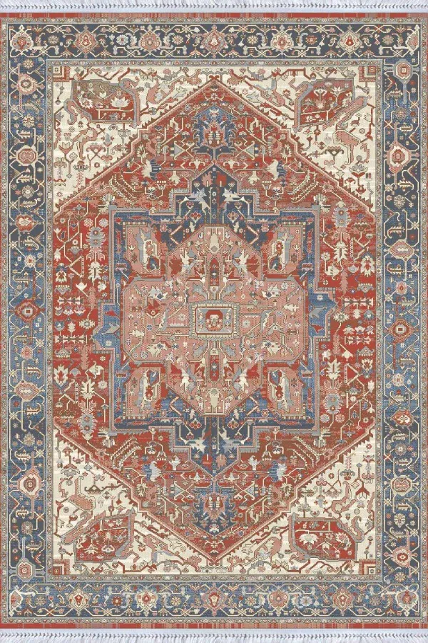 Kareli Kilim Kiremit Göbekli Dokuma Pamuk Taban Kaymaz Kilim KLM319