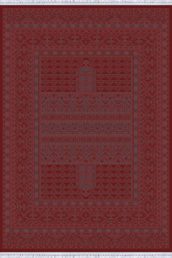 Bordo Yöresel Dokuma Pamuk Tabanlı Kaymaz Kilim KLM322