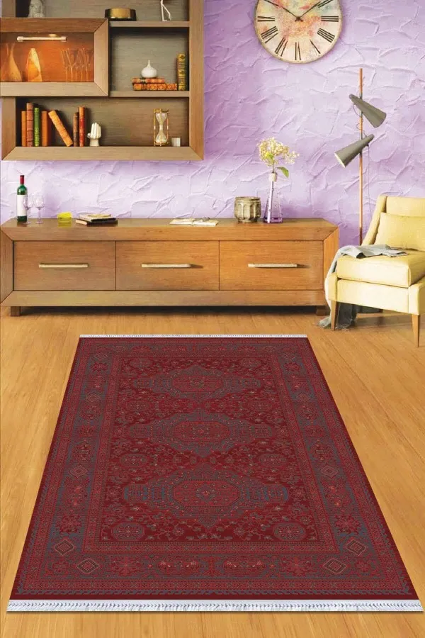 6 Metrekare Kilim Halı Bordo Yöresel Dokuma Pamuk Tabanlı Kaymaz Kilim KLM323