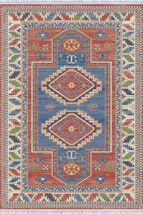 Kaymaz Kilim Kiremit Göbekli Dokuma Pamuk Taban Kaymaz Kilim KLM325