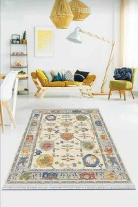 Çok Renkli Çerçeveli Dokuma Pamuk Taban Kaymaz Kilim KLM327 Çok Renkli Çerçeveli Dokuma Pamuk Taban Kaymaz Kilim KLM327