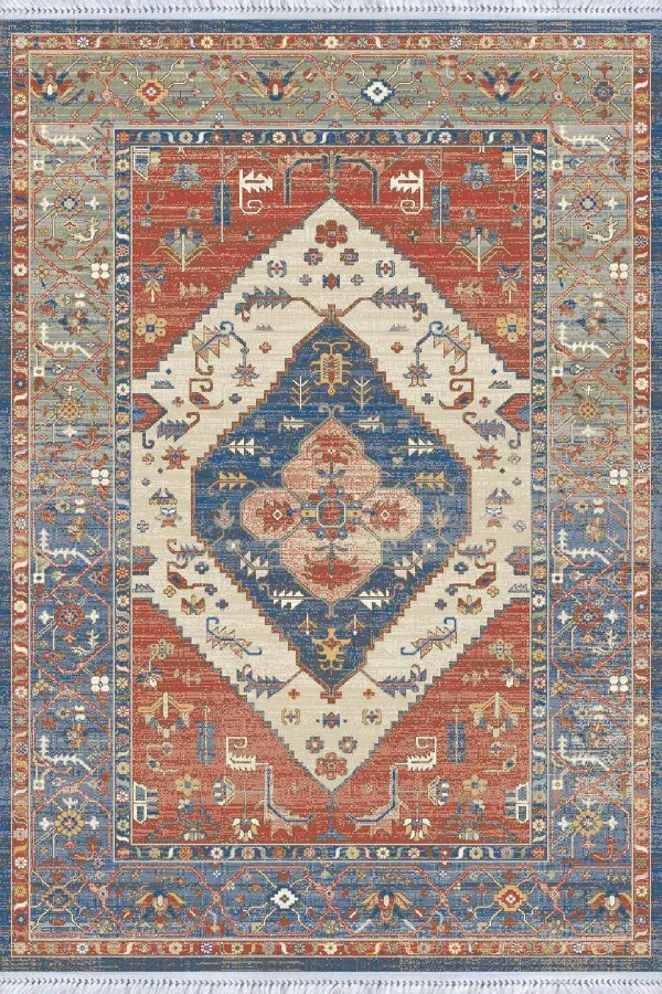Kaymaz Kilim Yolluk Kiremit Göbekli Dokuma Pamuk Taban Kaymaz Kilim KLM331