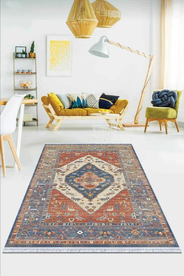 Kaymaz Kilim Yolluk Kiremit Göbekli Dokuma Pamuk Taban Kaymaz Kilim KLM331