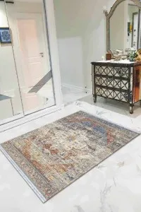 Mavi Vintage Dokuma Pamuk Tabanlı Kaymaz Kilim KLM332 Mavi Vintage Dokuma Pamuk Tabanlı Kaymaz Kilim KLM332