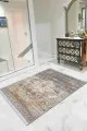Kilim Desenli Yolluk Mavi Vintage Dokuma Pamuk Tabanlı Kaymaz Kilim KLM332