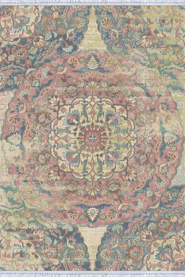 Pamuk Kilim Yolluk Pembe Vintage Dokuma Pamuk Tabanlı Kaymaz Kilim KLM334