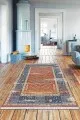 Kesme Kilim Yolluk Kiremit Çerçeveli Dokuma Pamuk Taban Kaymaz Kilim KLM336