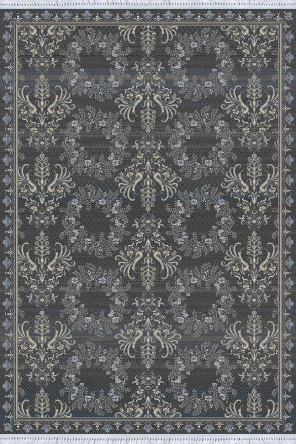 Antrasit Vintage Dokuma Pamuk Taban Kaymaz Kilim KLM338
