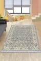Bohem Kilim Gri Çerçeveli Dokuma Pamuk Tabanlı Kaymaz Kilim KLM340