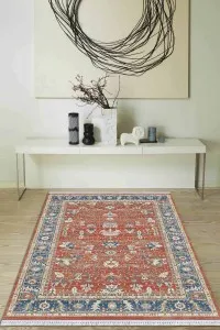Kiremit Çerçeveli Dokuma Pamuk Taban Kaymaz Kilim KLM342 Kiremit Çerçeveli Dokuma Pamuk Taban Kaymaz Kilim KLM342