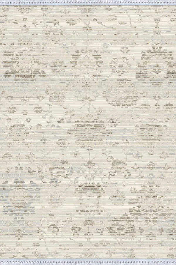 Kemik Vintage Dokuma Pamuk Tabanlı Kaymaz Kilim KLM346
