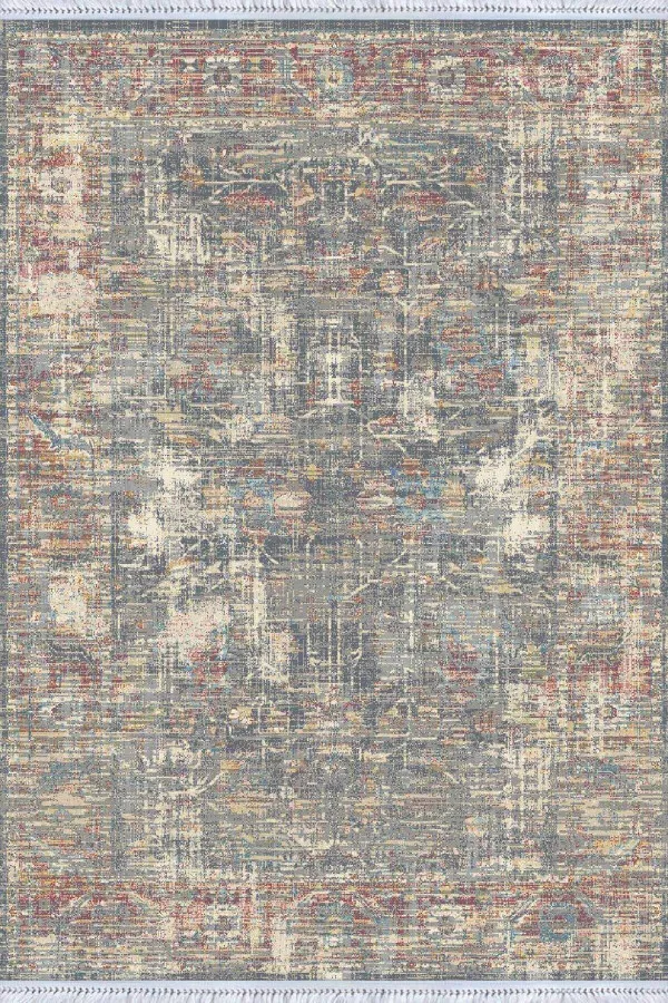 Halı Desenli Kilimler Çok Renkli Vintage Dokuma Pamuk Taban Kaymaz Kilim KLM348