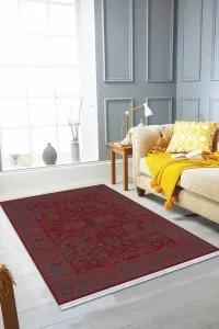 Bordo Yöresel Dokuma Pamuk Tabanlı Kaymaz Kilim KLM350 Bordo Yöresel Dokuma Pamuk Tabanlı Kaymaz Kilim KLM350