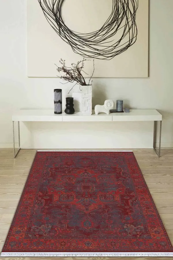 70X140 Kilim Bordo Yöresel Dokuma Pamuk Tabanlı Kaymaz Kilim KLM353
