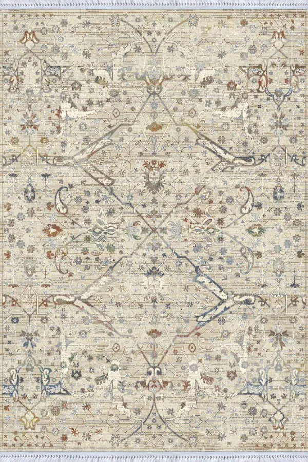 Halı Görünümlü Kilim Çok Renkli Vintage Dokuma Pamuk Taban Kaymaz Kilim KLM355