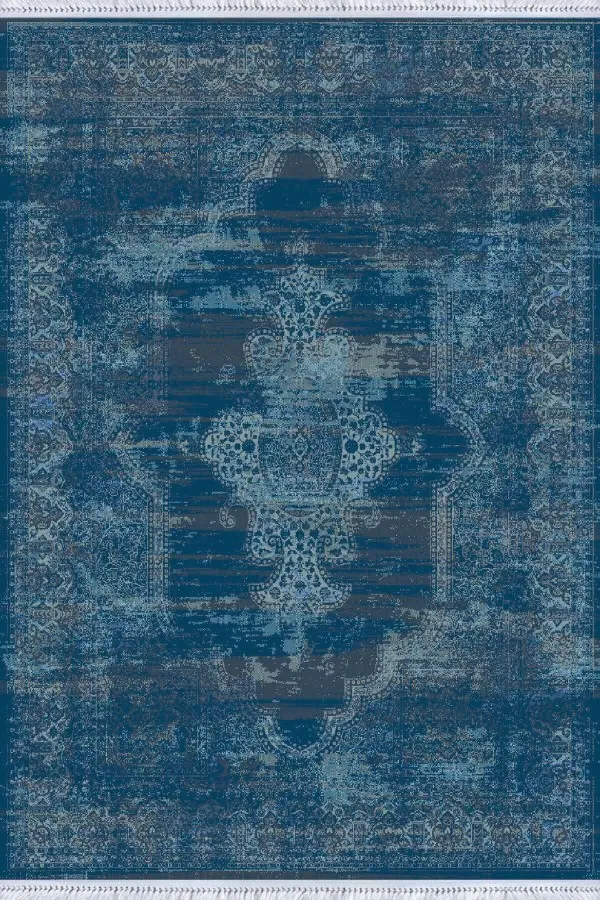 Kilim 80X150 Lacivert Göbekli Dokuma Pamuk Taban Kaymaz Kilim KLM365