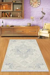 Eflatun Vintage Dokuma Pamuk Taban Kaymaz Kilim KLM368