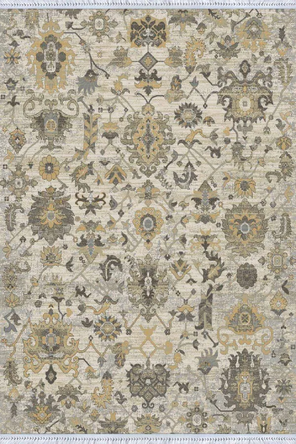 Yolluk Kilim Bej Vintage Dokuma Pamuk Tabanlı Kaymaz Kilim KLM370