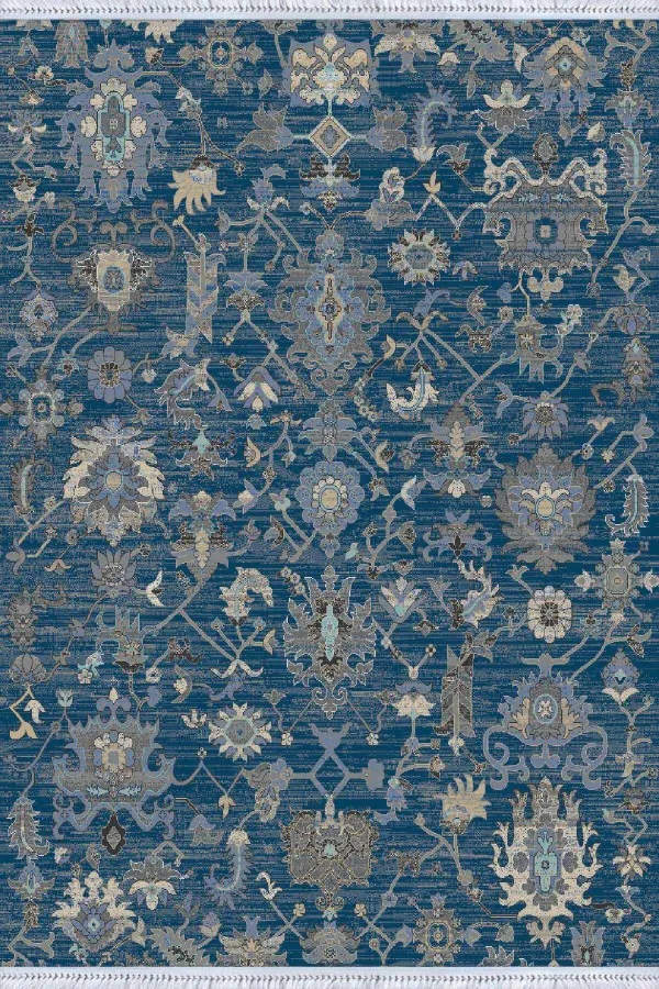 Kilim Fiyatları Ucuz Mavi Vintage Dokuma Pamuk Tabanlı Kaymaz Kilim KLM371