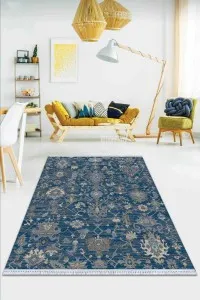 Mavi Vintage Dokuma Pamuk Tabanlı Kaymaz Kilim KLM371 Mavi Vintage Dokuma Pamuk Tabanlı Kaymaz Kilim KLM371
