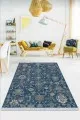 Kilim Fiyatları Ucuz Mavi Vintage Dokuma Pamuk Tabanlı Kaymaz Kilim KLM371