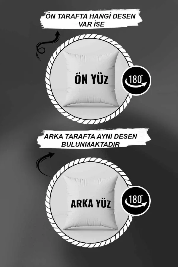 Füme Çerçeveli Çift Taraflı Yastık Kırlent Kılıfı KRL274