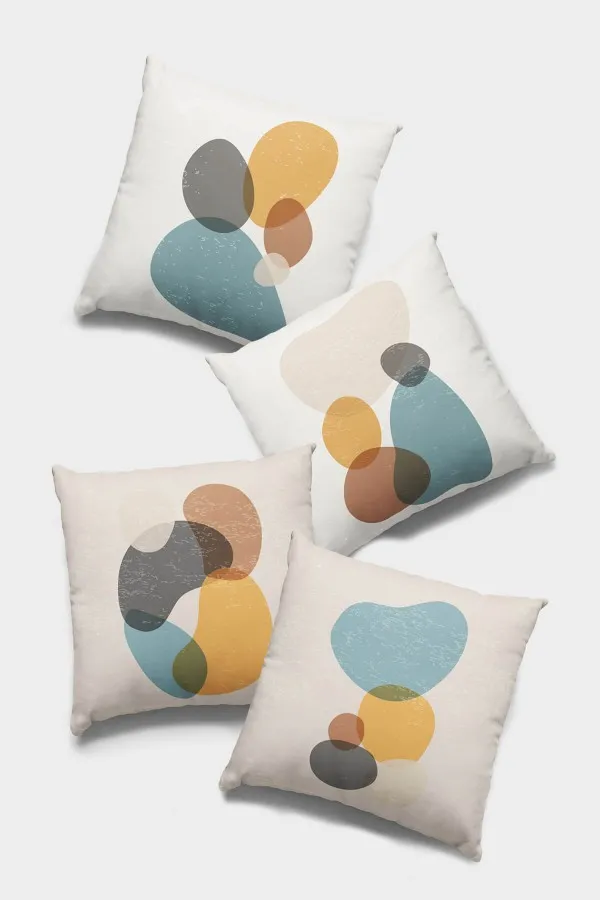 Kırlent Kılıfı Buz Mavisi Mavi Modern Çift Taraflı 4'lü Set Kırlent Kılıfı 4KR004