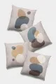 Bej Koltuk İçin Kırlent Bej Modern Desenli Çift Taraf 4'lü Set Kırlent Kılıfı 4KR005