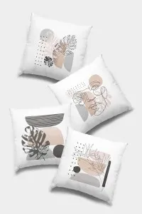 Pudra Soyut Çift Taraflı 4'lü Set Kırlent Kılıfı 4KR008 Pudra Soyut Çift Taraflı 4'lü Set Kırlent Kılıfı 4KR008