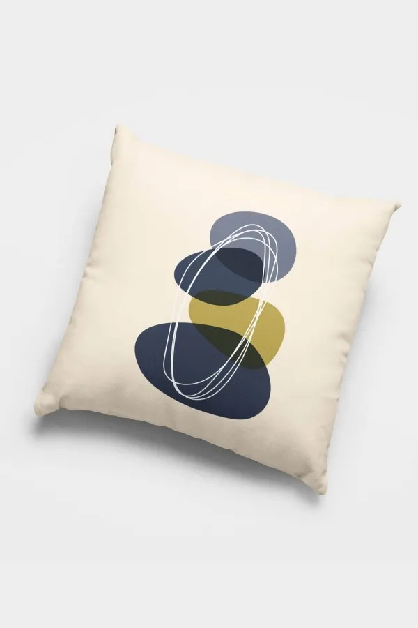 Kırlent Kılıfı Lacivert Lacivert Geometrik Çift Taraf 4'lü Set Kırlent Kılıfı 4KR014
