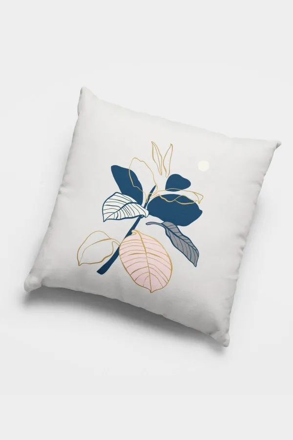 Pudra Rengi Yastık Kılıfları Pudra Yaprak Çift Taraflı 4'lü Set Kırlent Kılıfı 4KR019