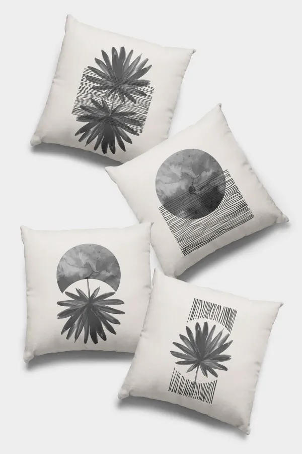 Füme Koltuğa Kırlent Füme Modern Çift Taraflı 4'lü Set Kırlent Kılıfı 4KR024